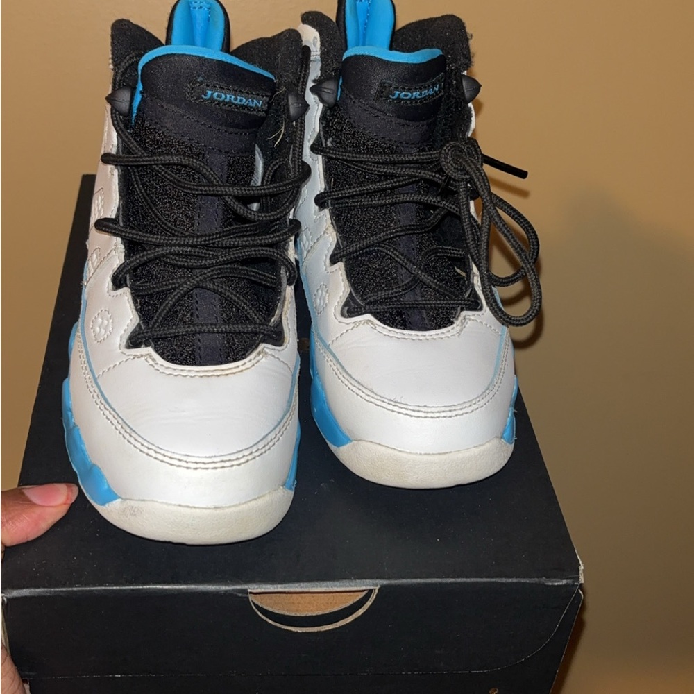 Jordan Kids' Black and White Sneakers with Blue Accents